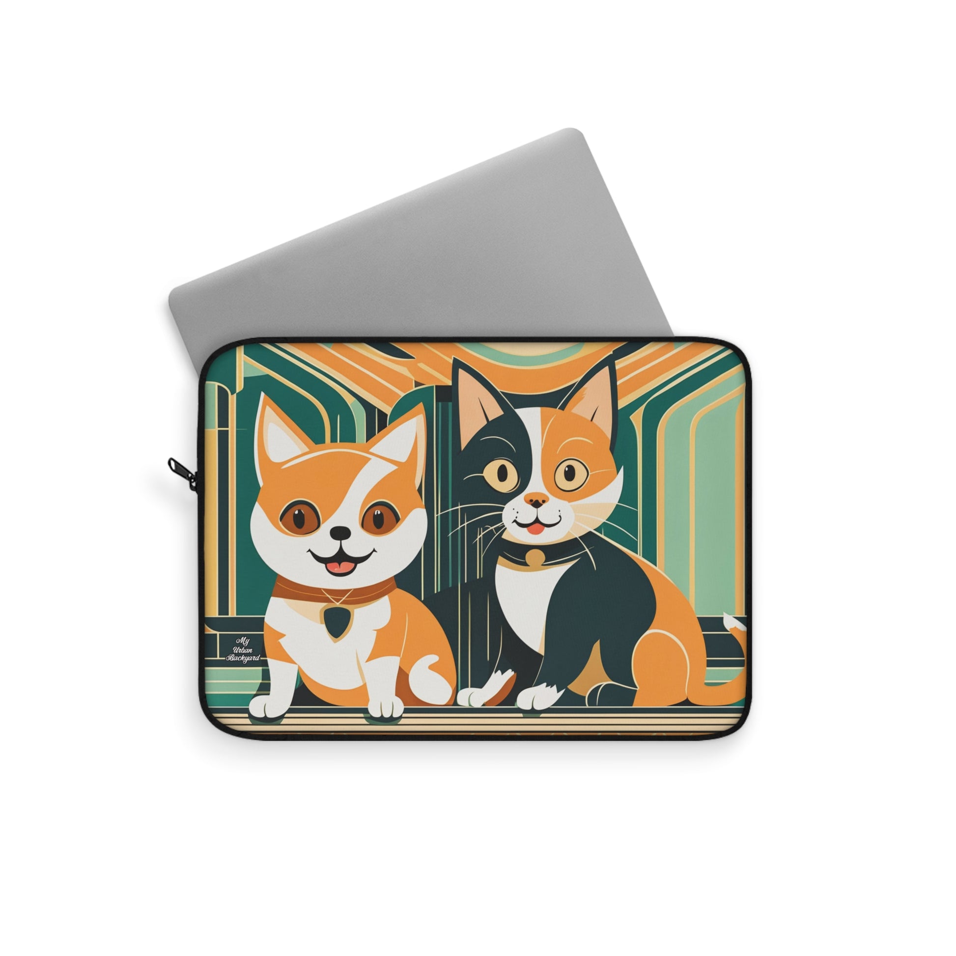 Two Kitties, Soft Laptop Sleeve, Pet Lover Gift, Stylish Tech Accessory, Colorful Cat Art, Cat Themed Laptop Case, Gift for Cat Moms, 3 Sizes