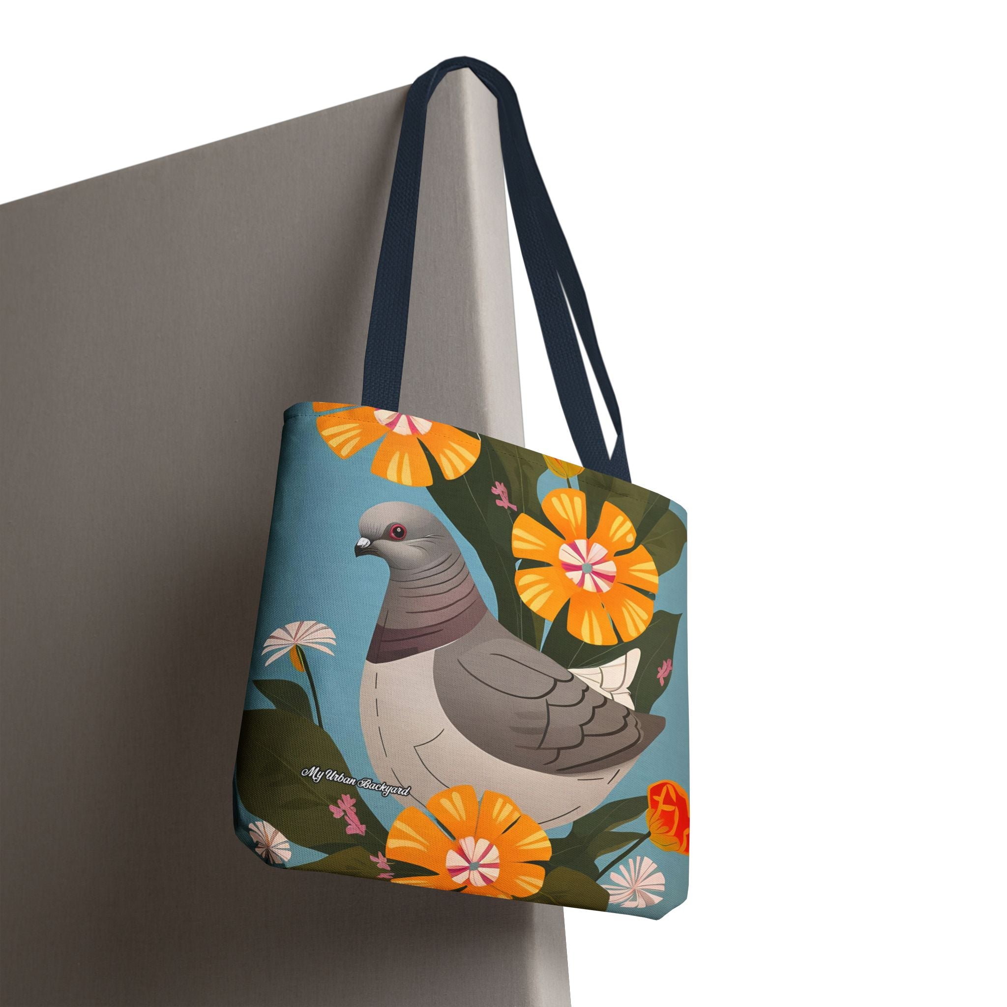 Pigeon and Yellow Flowers Tote Bag with Cotton Handles For Everyday Use, 3 Sizes