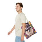 Raccoon and Flowers Tote Bag with Cotton Handles For Everyday Use, 3 Sizes