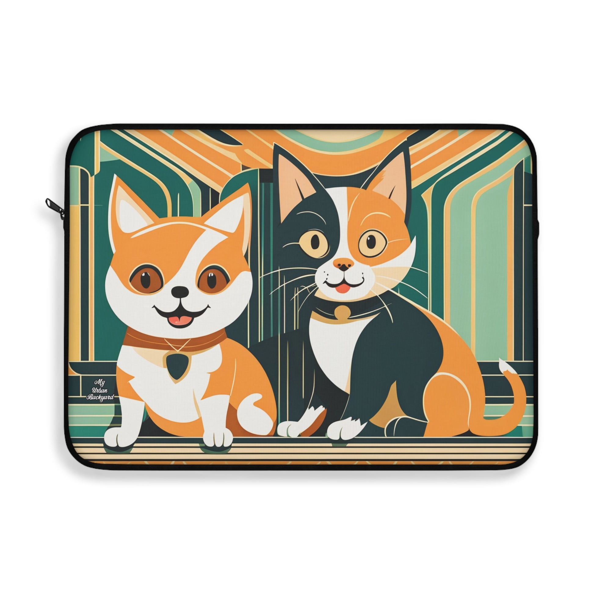 Two Kitties, Soft Laptop Sleeve, Pet Lover Gift, Stylish Tech Accessory, Colorful Cat Art, Cat Themed Laptop Case, Gift for Cat Moms, 3 Sizes