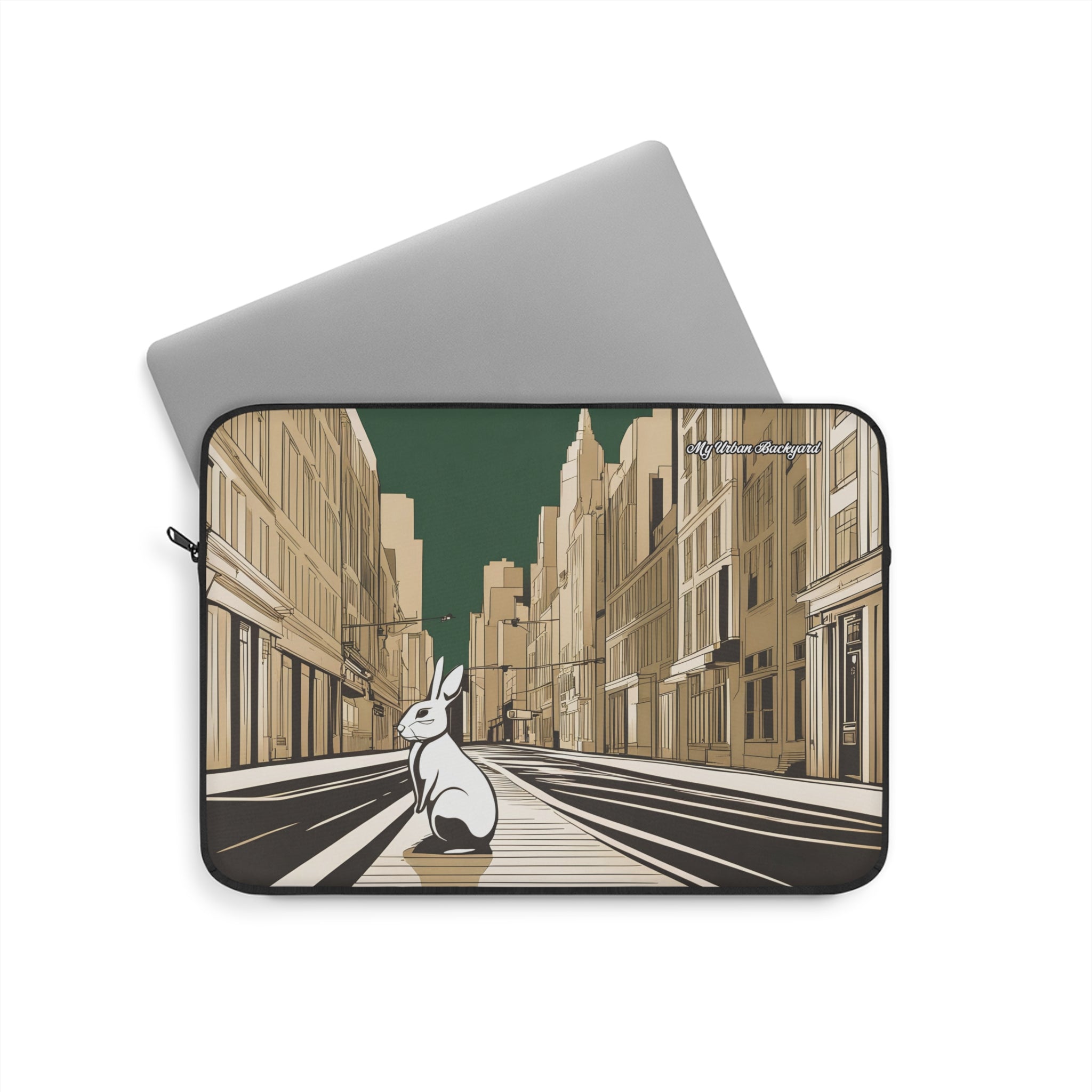 City Rabbit Soft Laptop Sleeve, Stylish Laptop Case, Cute Tech Accessory, Gift for Animal Lovers, Unique Office Supply, Modern Design, 3 Sizes