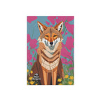 Coyote and Pink Flowers, Garden Flag