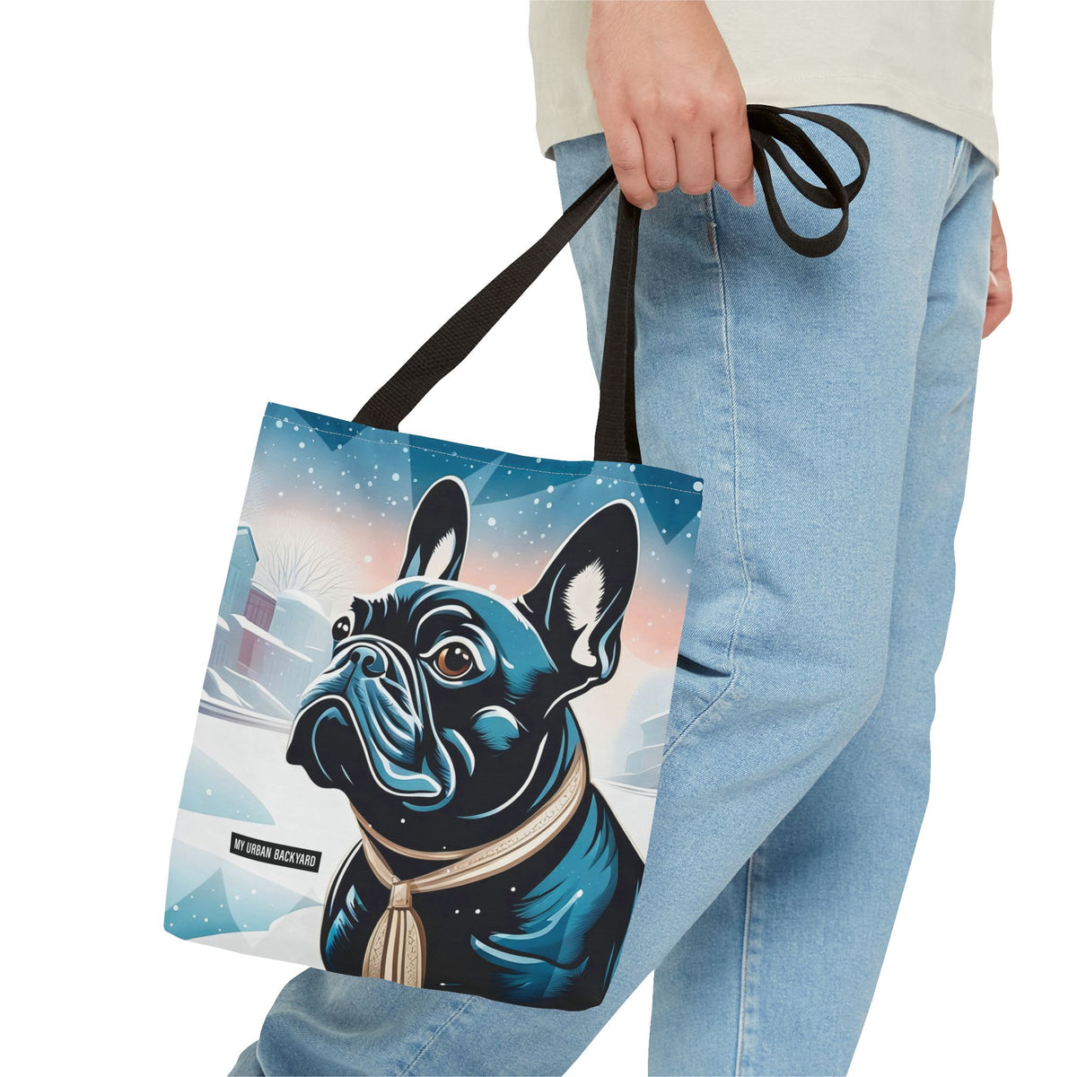 Winter French Bulldog Tote Bag