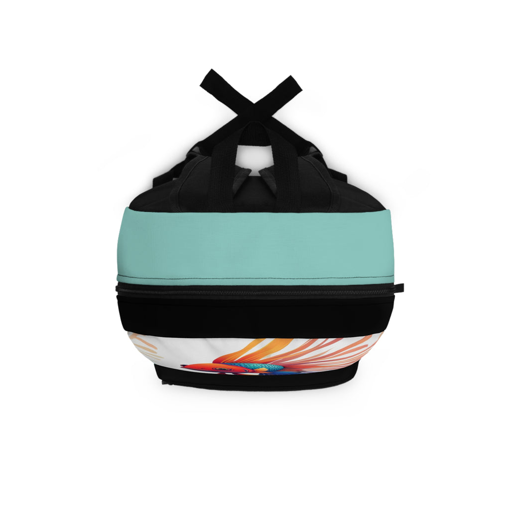 Colorful Betta Fish, Backpack with Computer Pocket and Padded Back