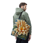 Large White Flower Tote Bag with Cotton Handles For Everyday Use, 3 Sizes