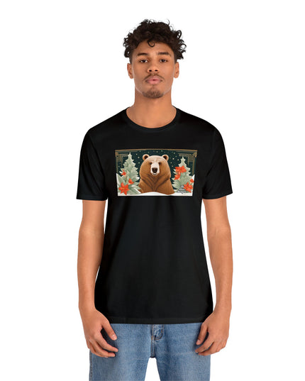Art Deco Holiday Bear, Soft 100% Jersey Cotton T-Shirt, Unisex, Short Sleeve, Retail Fit