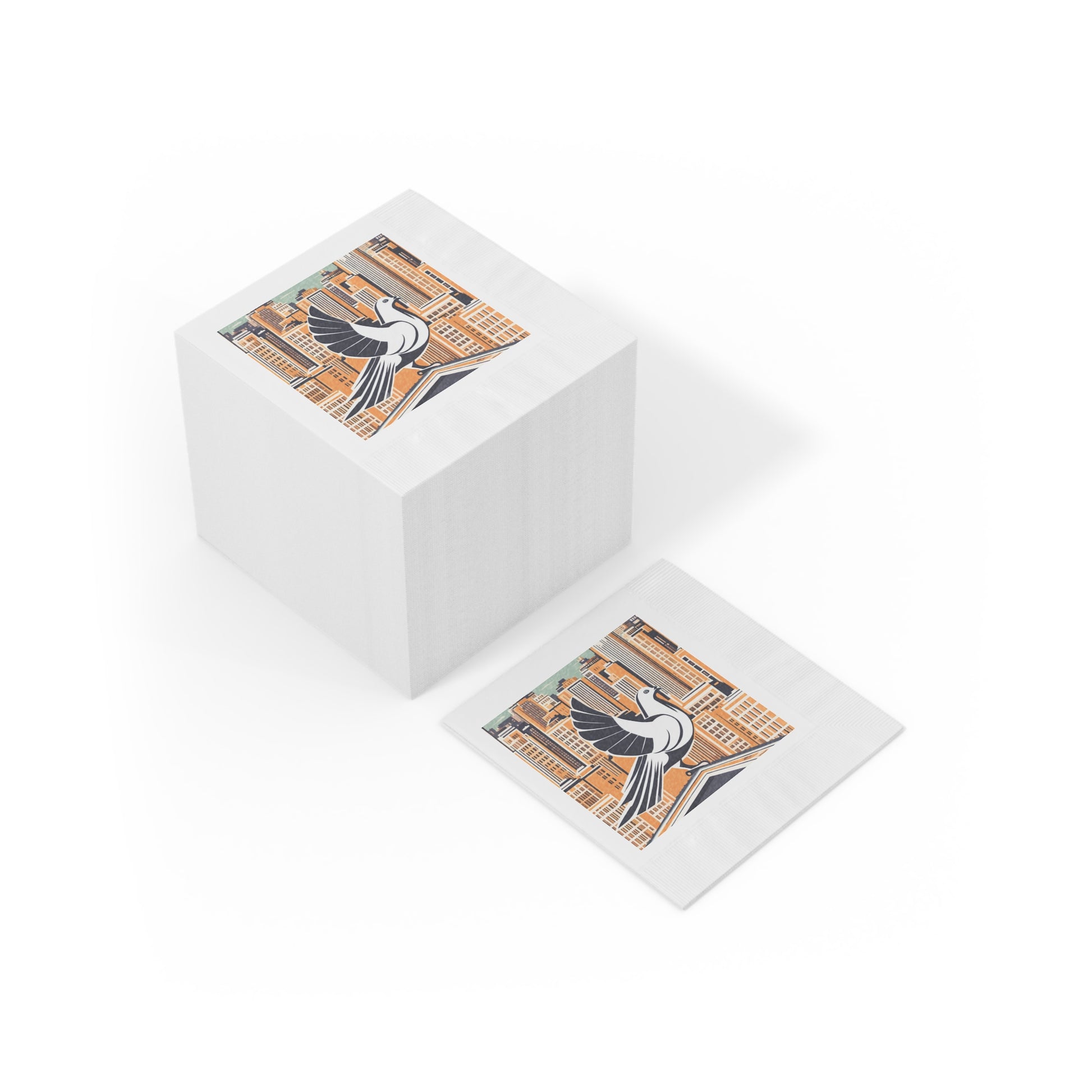 City Bird on Roof Cocktail Napkins - Decorative Paper Napkins for Parties, 2 sizes, Pack of 50 or 100