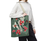 White and Red Wildflowers Tote Bag with Cotton Handles For Everyday Use, 3 Sizes