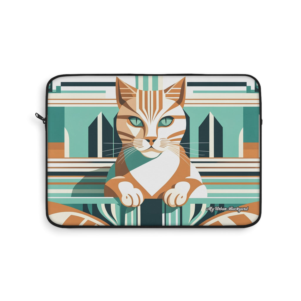 Art Deco Tabby Cat, Soft Laptop Sleeve, Unique Pet Lover Gift, Tech Accessory, Cat-Themed Case, Laptop Cover, Cute Cat Design, 3 Sizes