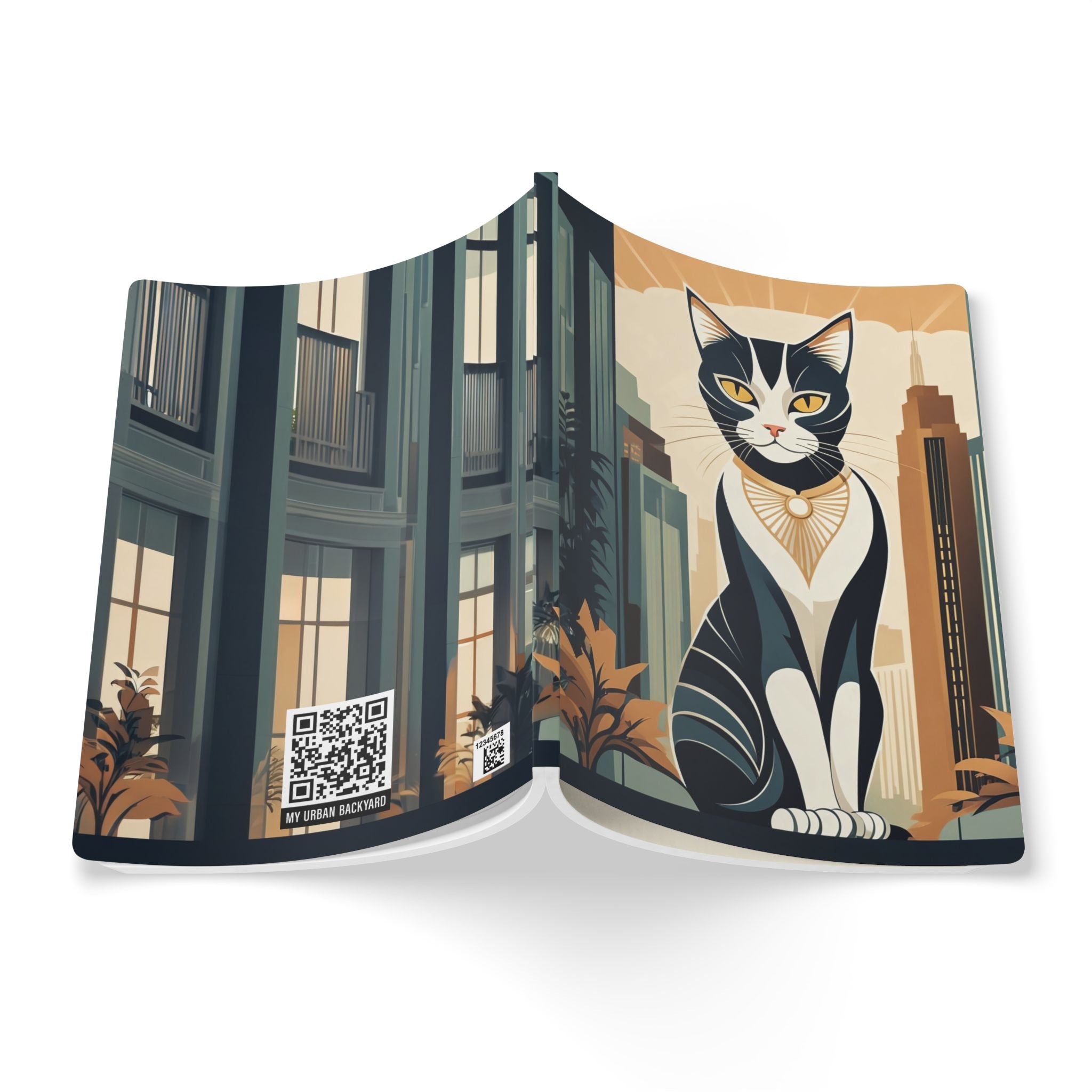 Art Deco City Cat Softcover Journal