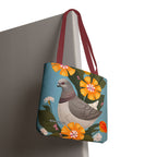 Pigeon and Yellow Flowers Tote Bag with Cotton Handles For Everyday Use, 3 Sizes
