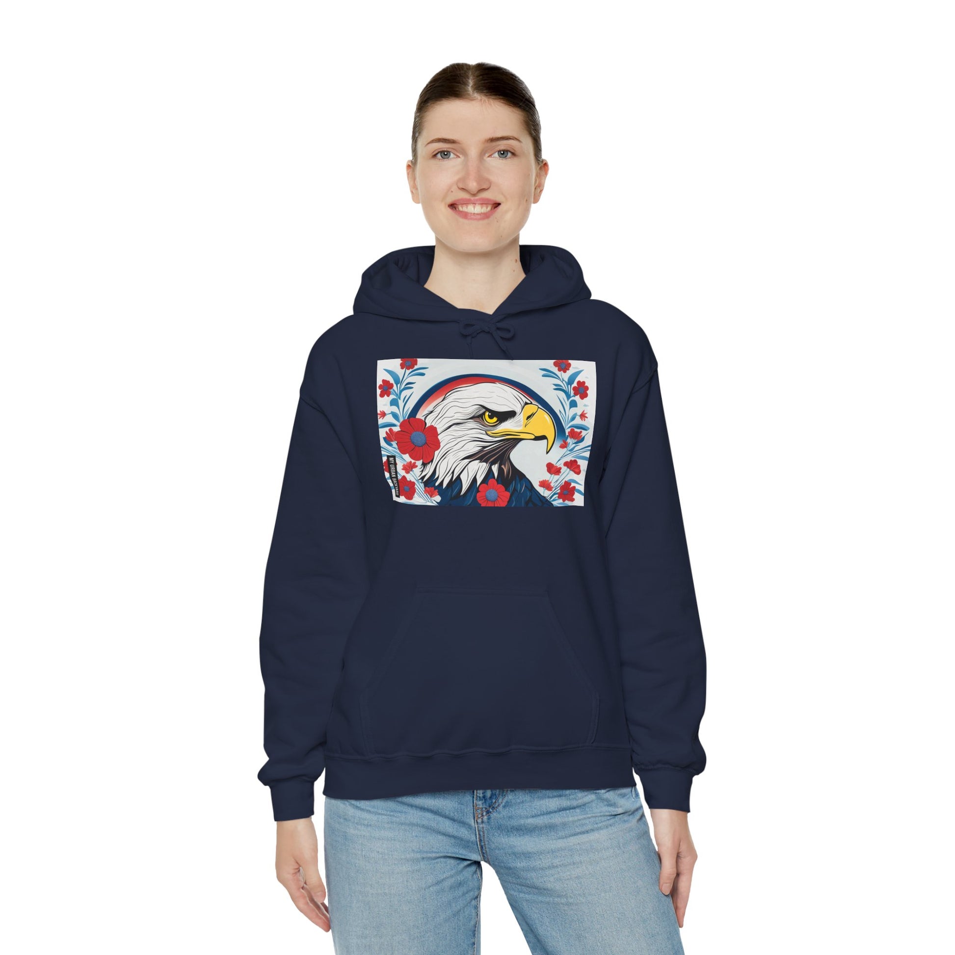 Bald Eagle Floral Hoodie - Unisex Sweatshirt, Nature Lover Gift, Patriotic Apparel, Cozy Outfit for All Seasons, Unique Design