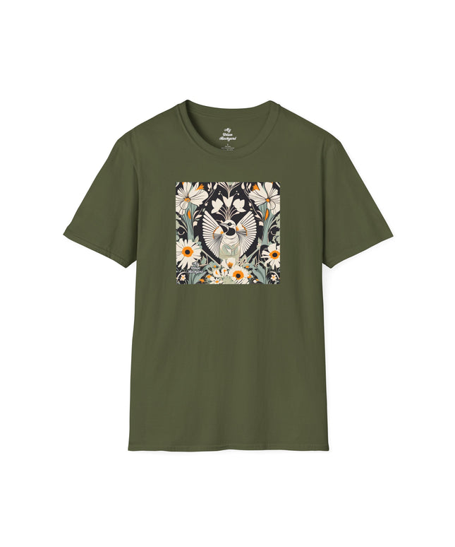 White Bird with Flowers, Soft 100% Cotton T-Shirt, Unisex, Short Sleeve, Classic Fit
