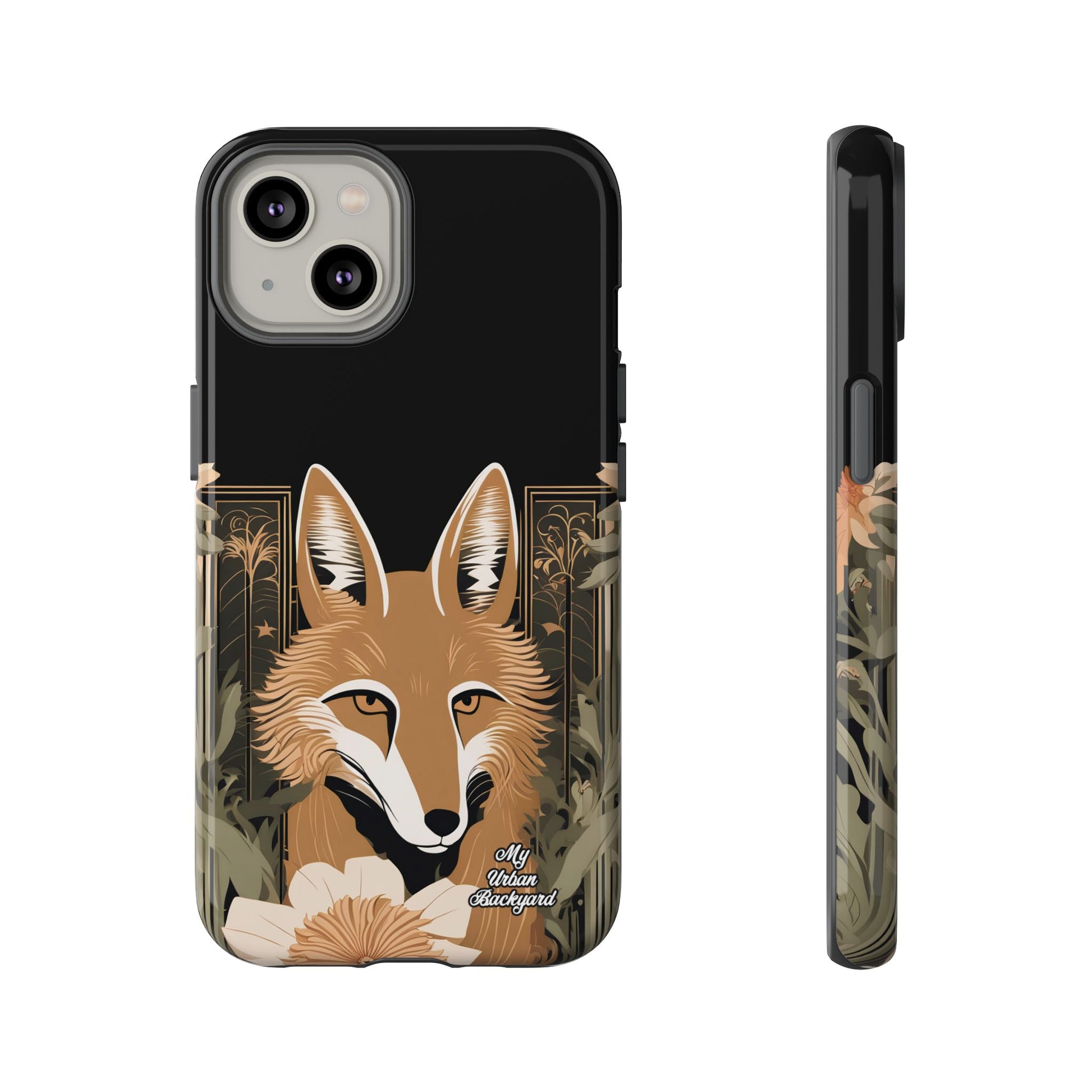 Art Deco Coyote with Flower, Cell Phone Case - Apple, Samsung, Google Pixel