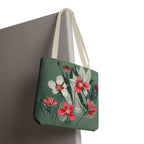 White and Red Wildflowers Tote Bag with Cotton Handles For Everyday Use, 3 Sizes