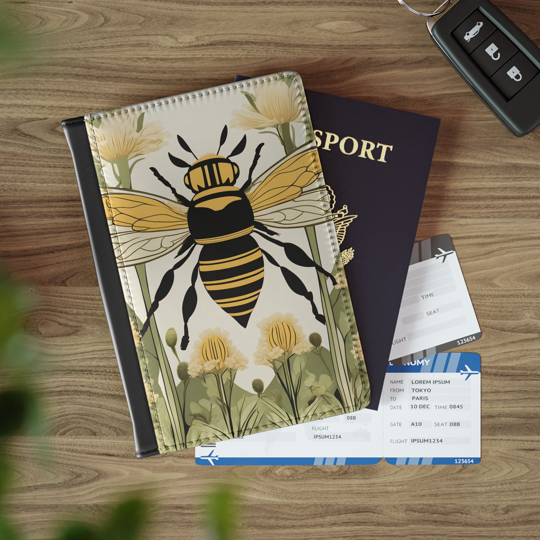 Bee with Flowers Passport Cover