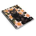 Silky Black Cat with Flowers, Spiral Notebook Journal - Write in Style
