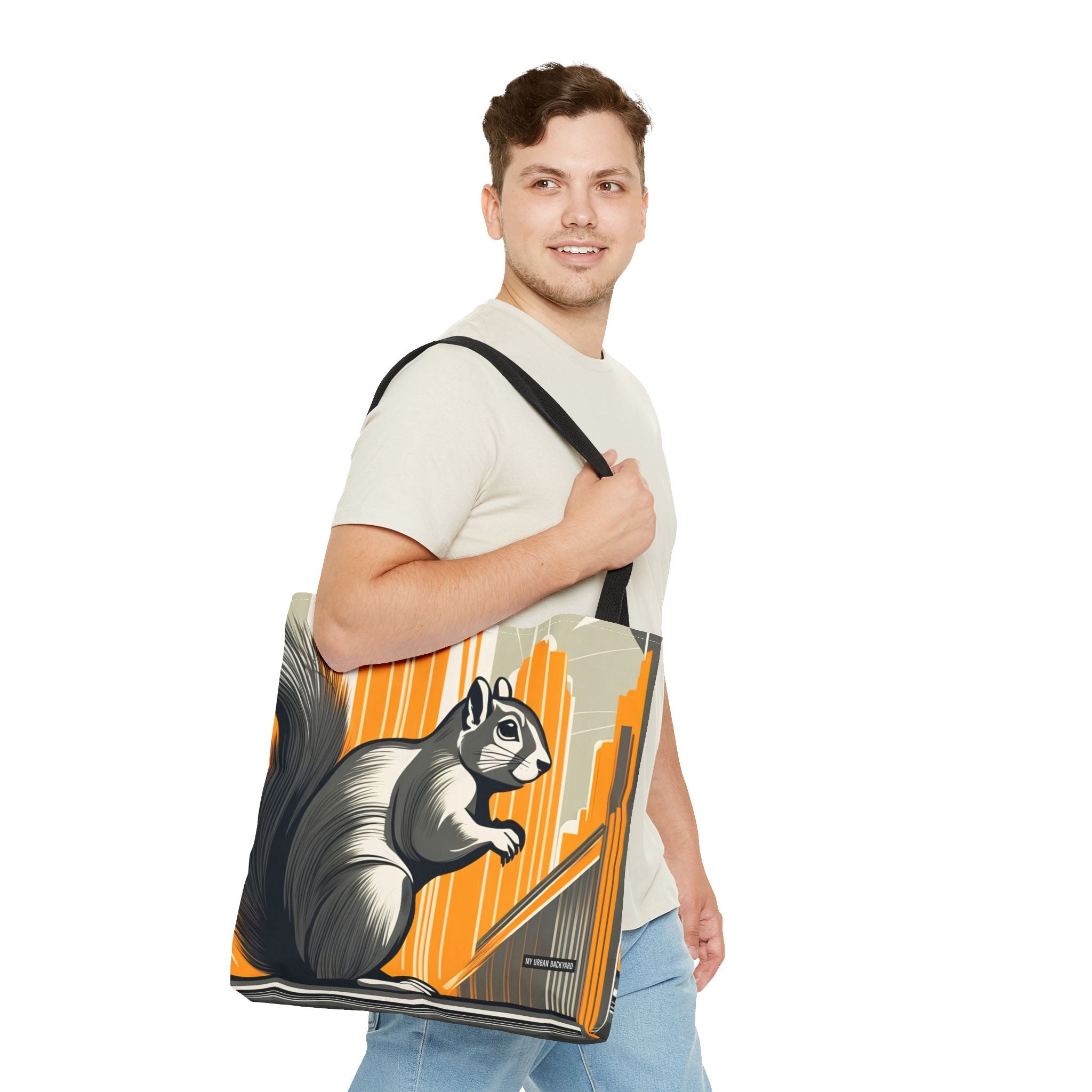 Art Deco Squirrel, Everyday Tote Bag w Cotton Handles