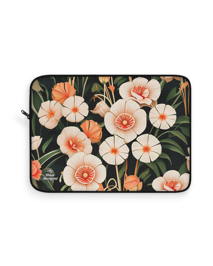 Art Deco Flowers, Laptop Carrying Case, Top Loading Sleeve for School or Work