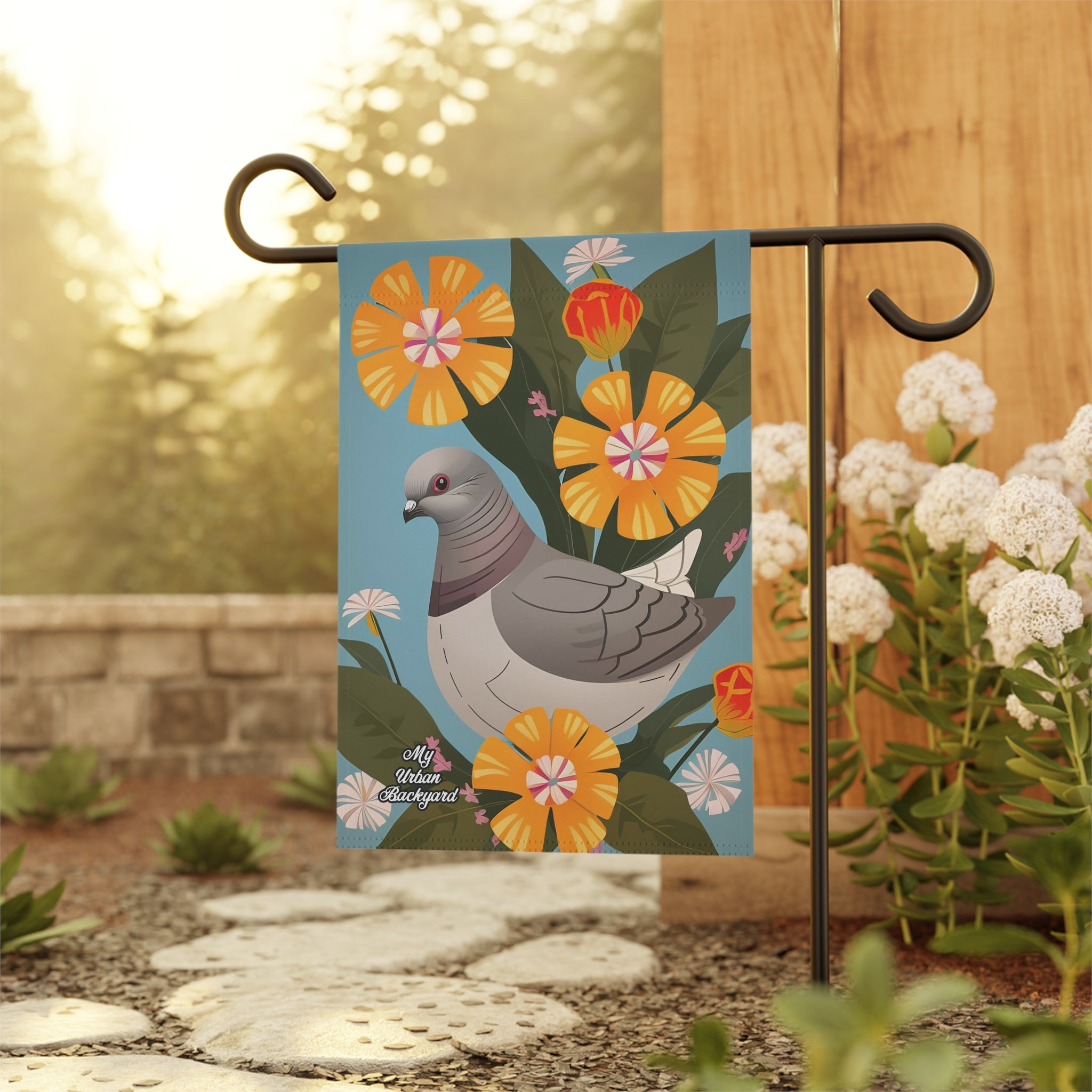 Pigeon and Flowers, Garden Flag