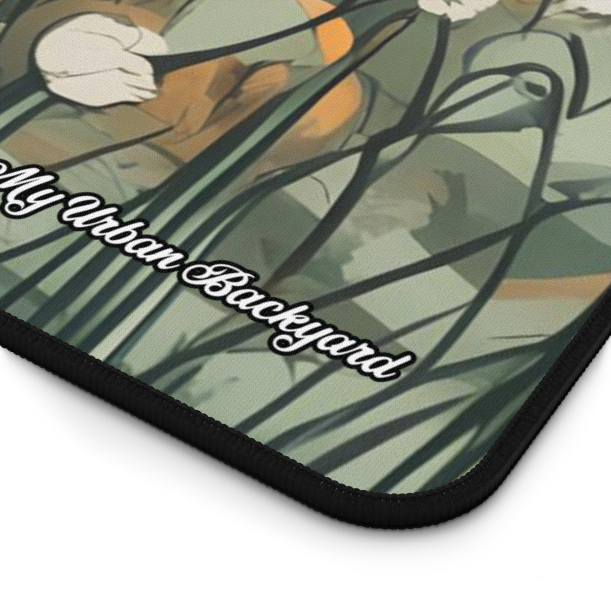 Cityscape Floral Desk Mat | Desktop Protector, Home Office Decor, Gift for Nature Lovers, Stylish Mousepad