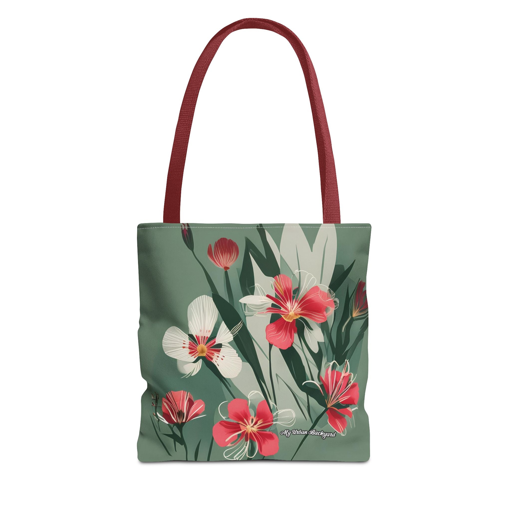 White and Red Wildflowers Tote Bag with Cotton Handles For Everyday Use, 3 Sizes