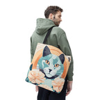 Leo Bluemane Floral Cat Tote Bag