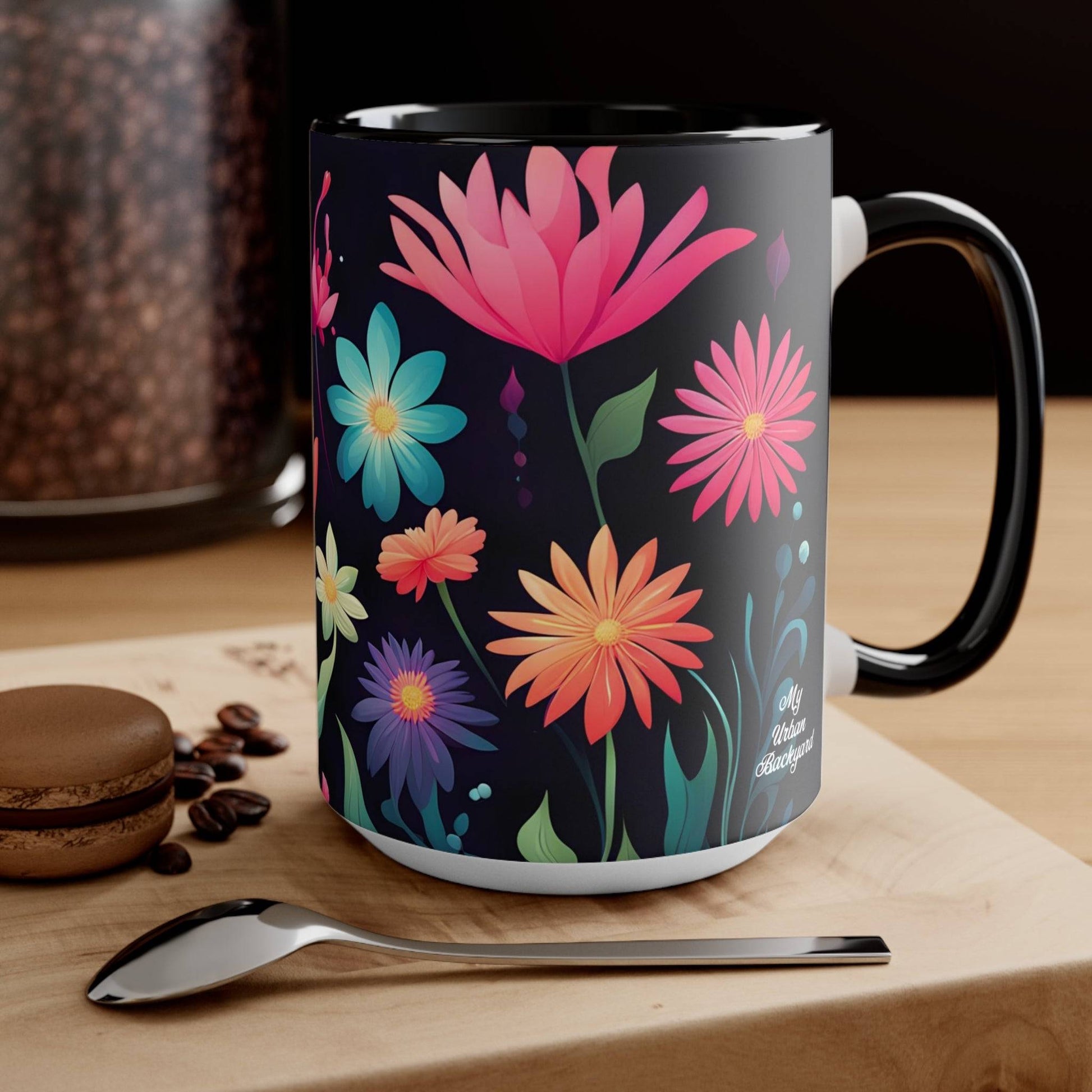 Ceramic Mug for Coffee, Tea, Hot Cocoa. Home/Office, Colorful Flowers