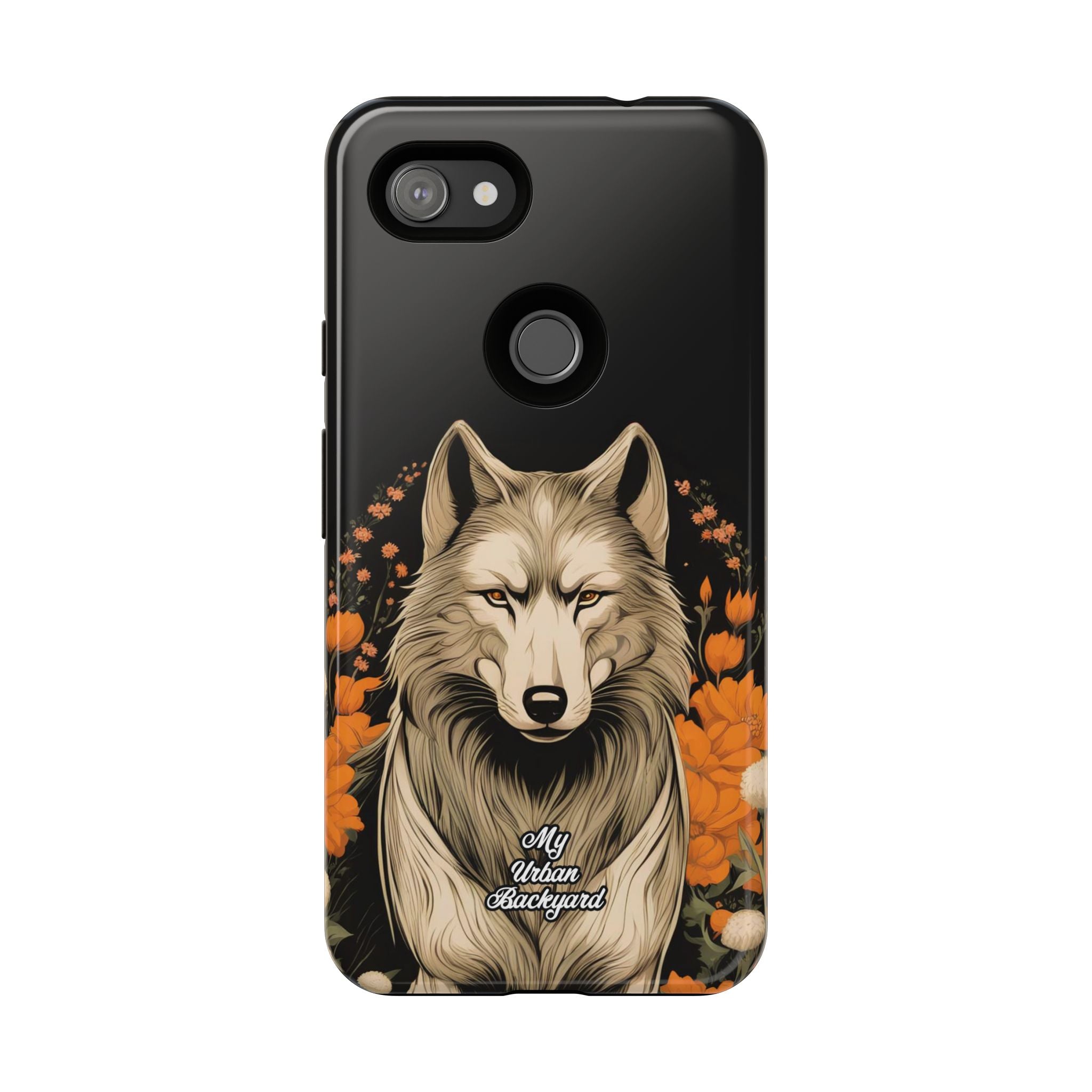 Wolf with Flowers, Animal Cell Phone Case - Apple, Samsung, Google Pixel