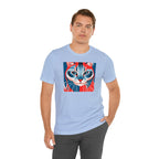 Red White and Blue Cat, Soft 100% Jersey Cotton T-Shirt, Unisex, Short Sleeve, Retail Fit