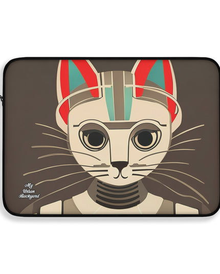 Art Deco Cat, Laptop Carrying Case, Top Loading Sleeve for School or Work