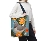 Pigeon and Yellow Flowers Tote Bag with Cotton Handles For Everyday Use, 3 Sizes