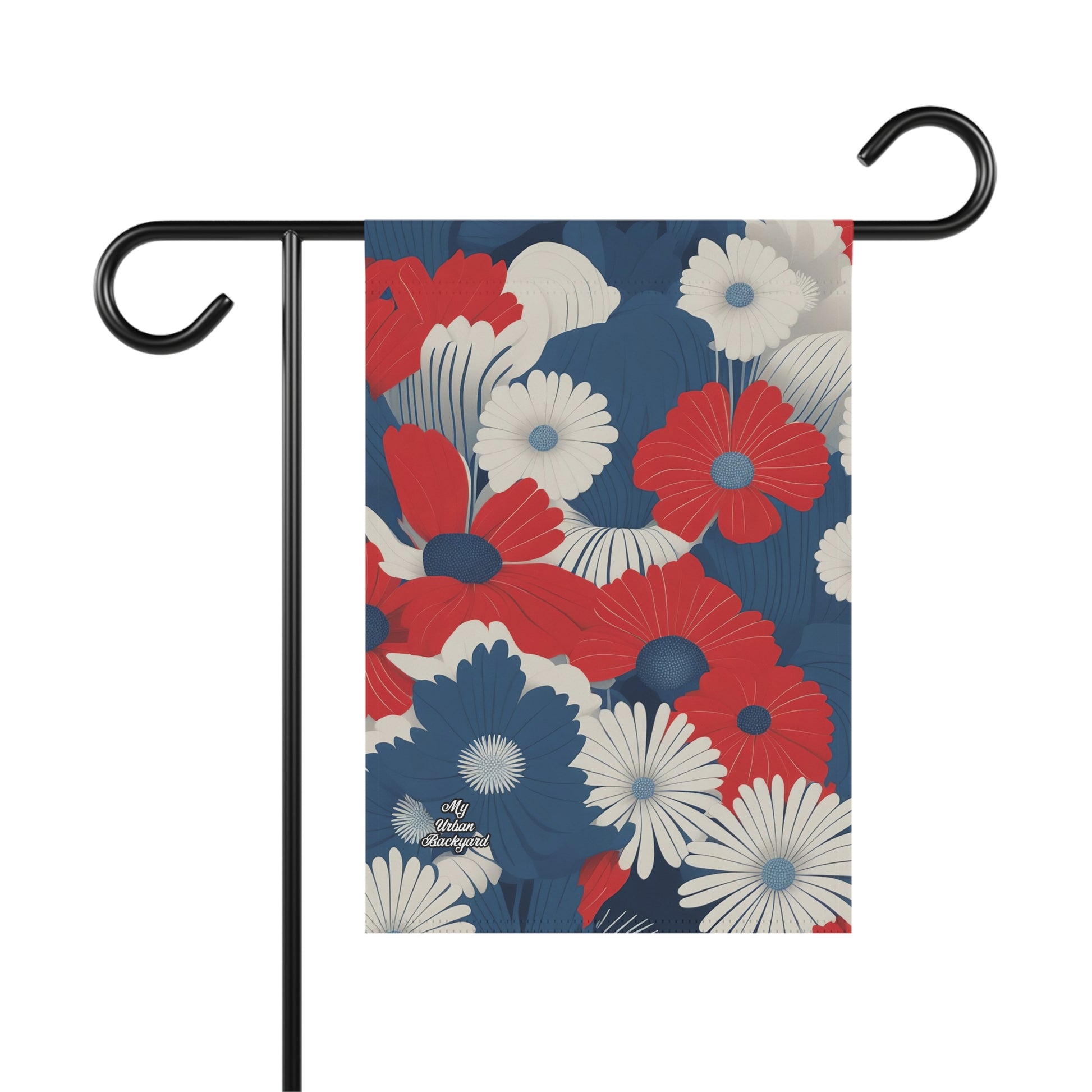 Patriotic Floral Garden Flag, Seasonal Outdoor Decoration, Floral Home Decor, Summer House Flag, 12"x18" - Flag only