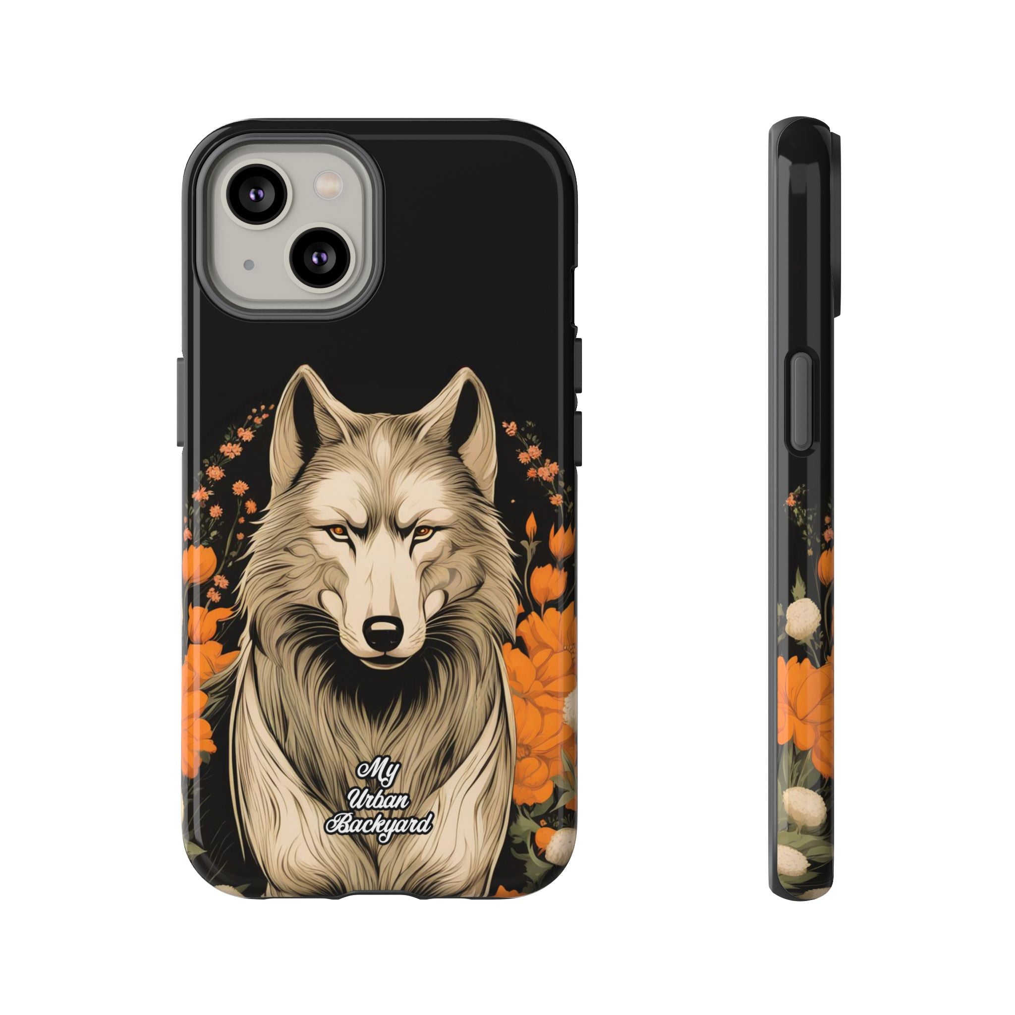 Wolf with Flowers, Animal Cell Phone Case - Apple, Samsung, Google Pixel