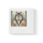 Orange-Eyed Wolf Floral Napkins