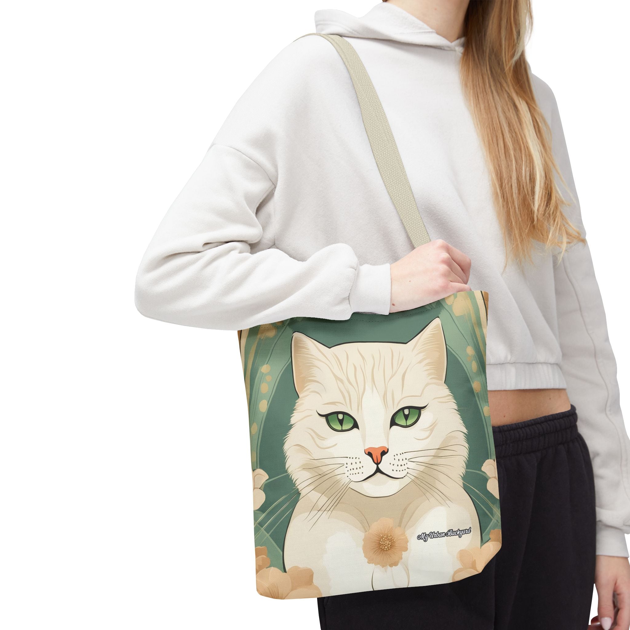 Blanca Purrington, Cat Tote Bag with Cotton Handles For Everyday Use, 3 Sizes