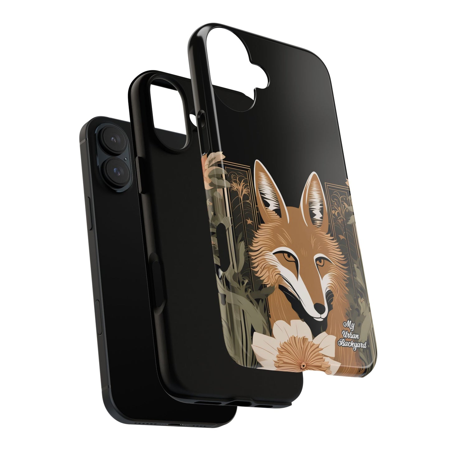 Art Deco Coyote with Flower, Cell Phone Case - Apple, Samsung or Google Pixel