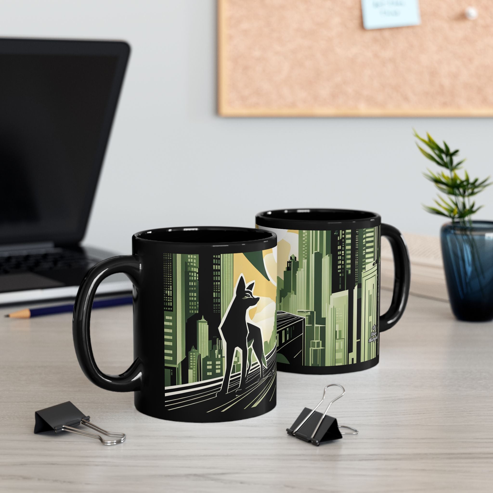 Art Deco Coyote, Ceramic Coffee Mug