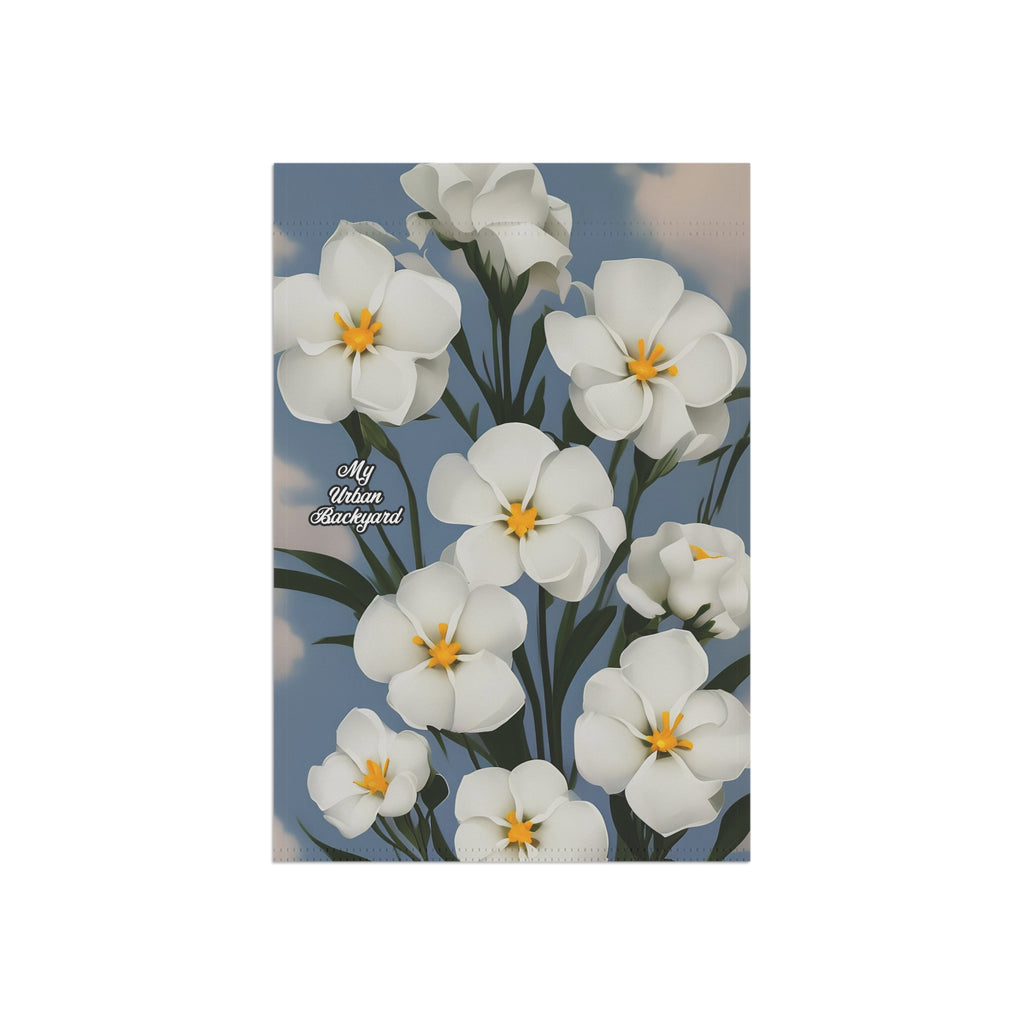 Outdoor Garden Flag for Yard, Patio or Work Decor, Double Sided, Vertical, Flag only - White Flowers