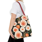 Art Deco Flowers Tote Bag with Cotton Handles For Everyday Use, 3 Sizes