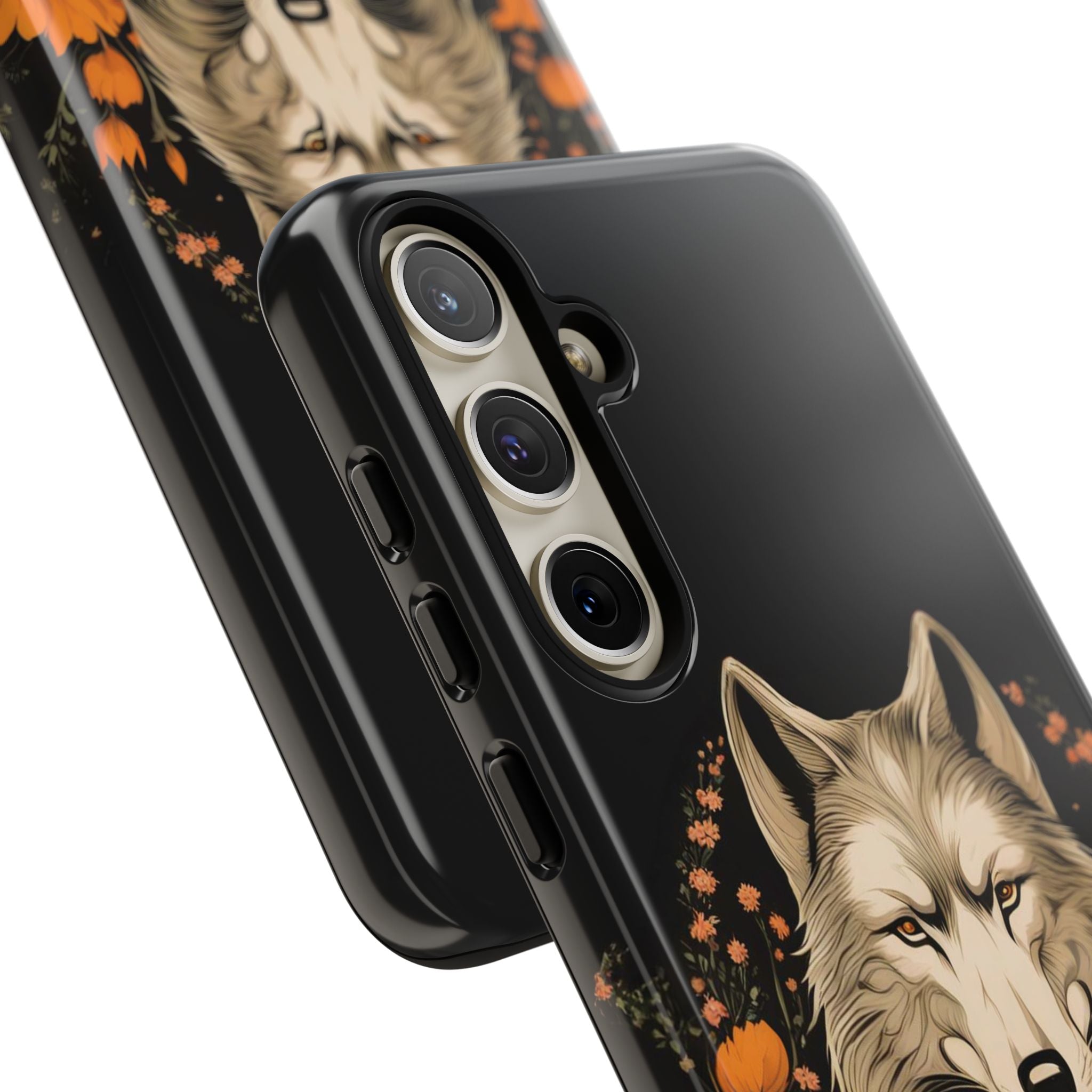 Wolf with Flowers, Animal Cell Phone Case - Apple, Samsung, Google Pixel