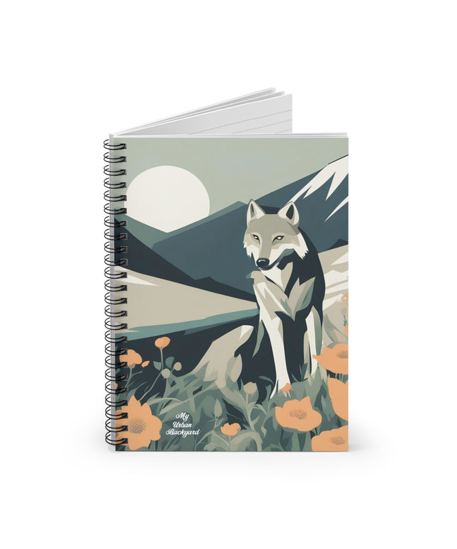 Mountain Wolf, Spiral Notebook Writing Journal - 118 Ruled Pages