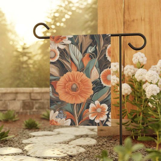 Orange Flowers, Garden Flag for Yard, Patio, Porch, or Work, 12"x18" - Flag only