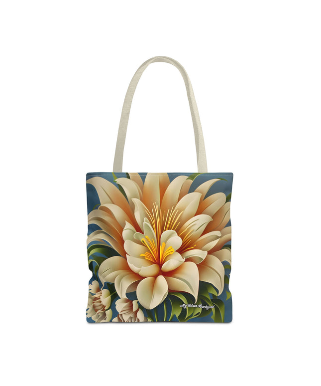 Large White Flower Tote Bag with Cotton Handles For Everyday Use, 3 Sizes