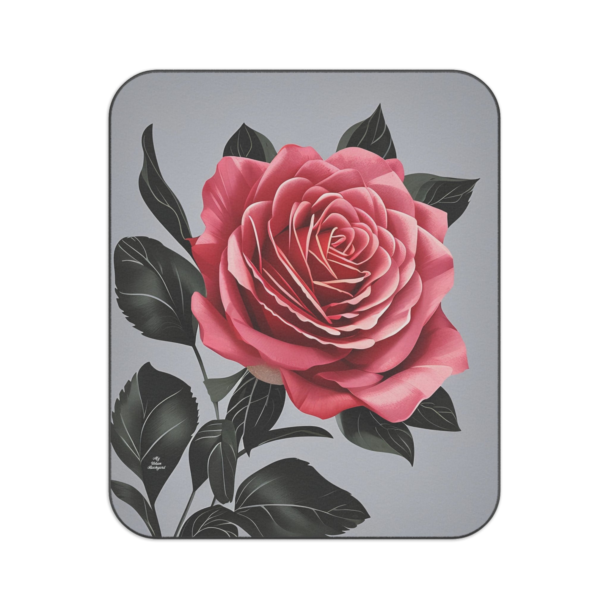 Single Rose Flower, Cozy Outdoor Picnic Blanket, Water-Resistant Bottom, 51" × 61"