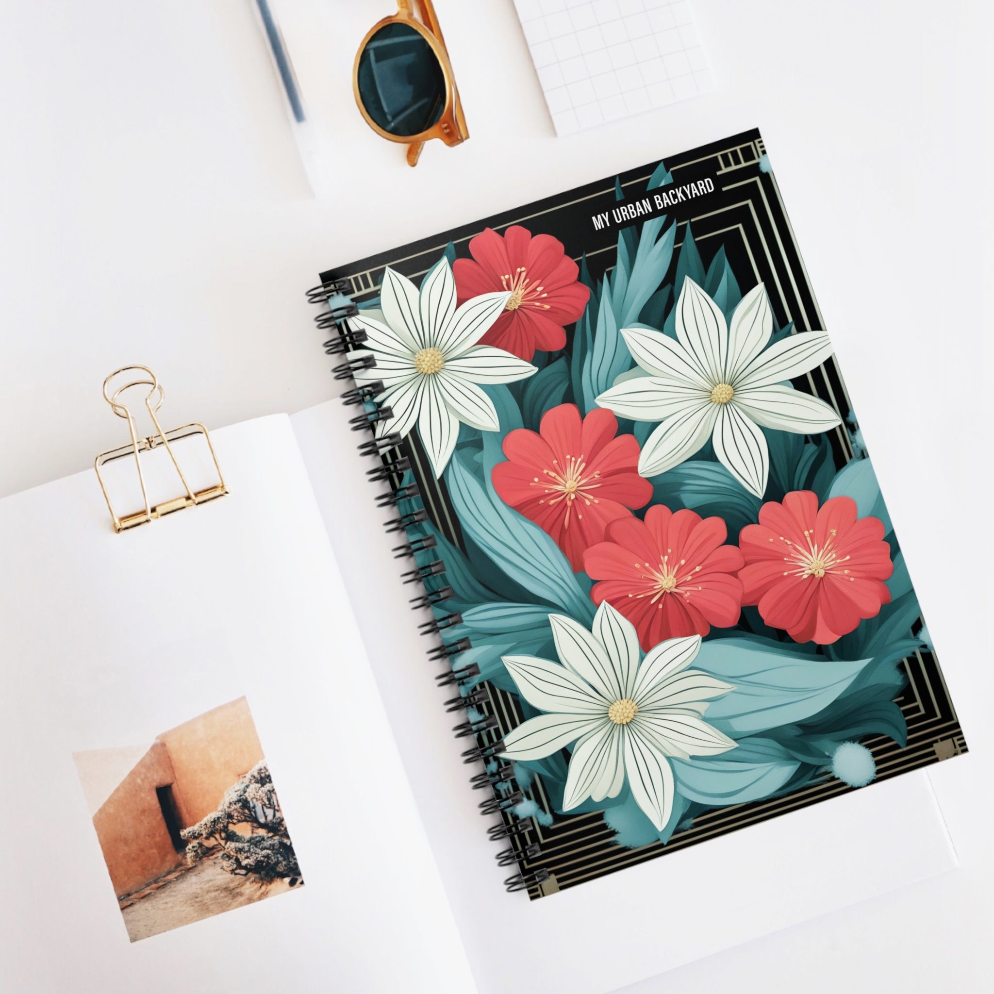Floral Spiral Notebook - My Urban Backyard, Aesthetic Journal, Writing Pad, Travel Diary, Gift for Students
