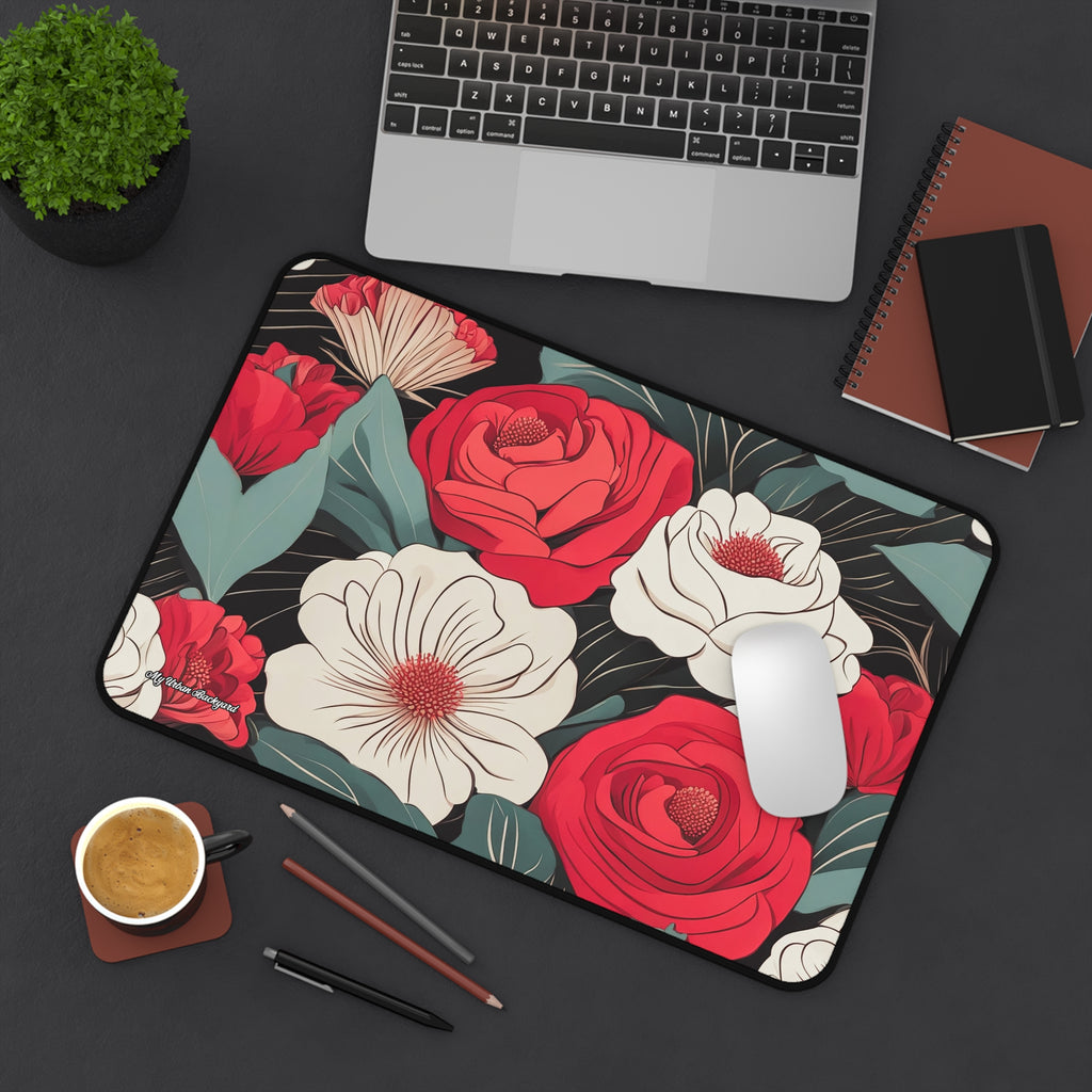 Floral Desk Mat, Elegant Workspace Accessory, Home Office Decor, Mother's Day Gift, Floral Keyboard Pad, 3 Sizes