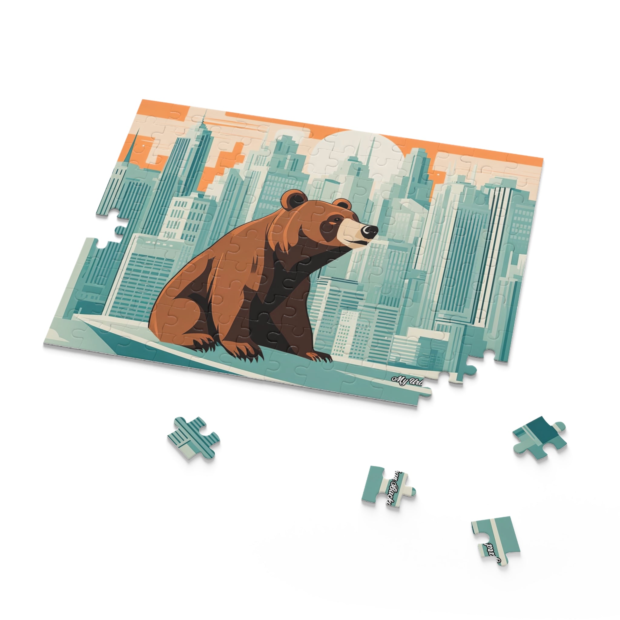 Urban Bear Jigsaw Puzzle, Family Fun Activity, Art Decor, Gift for Nature Lovers, Home Entertainment, (120, 252, or 500-Piece)