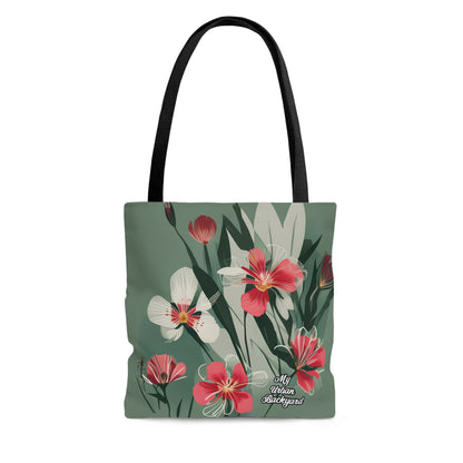 White and Red Wildflowers, Tote Bag for Everyday Use - Durable and Functional
