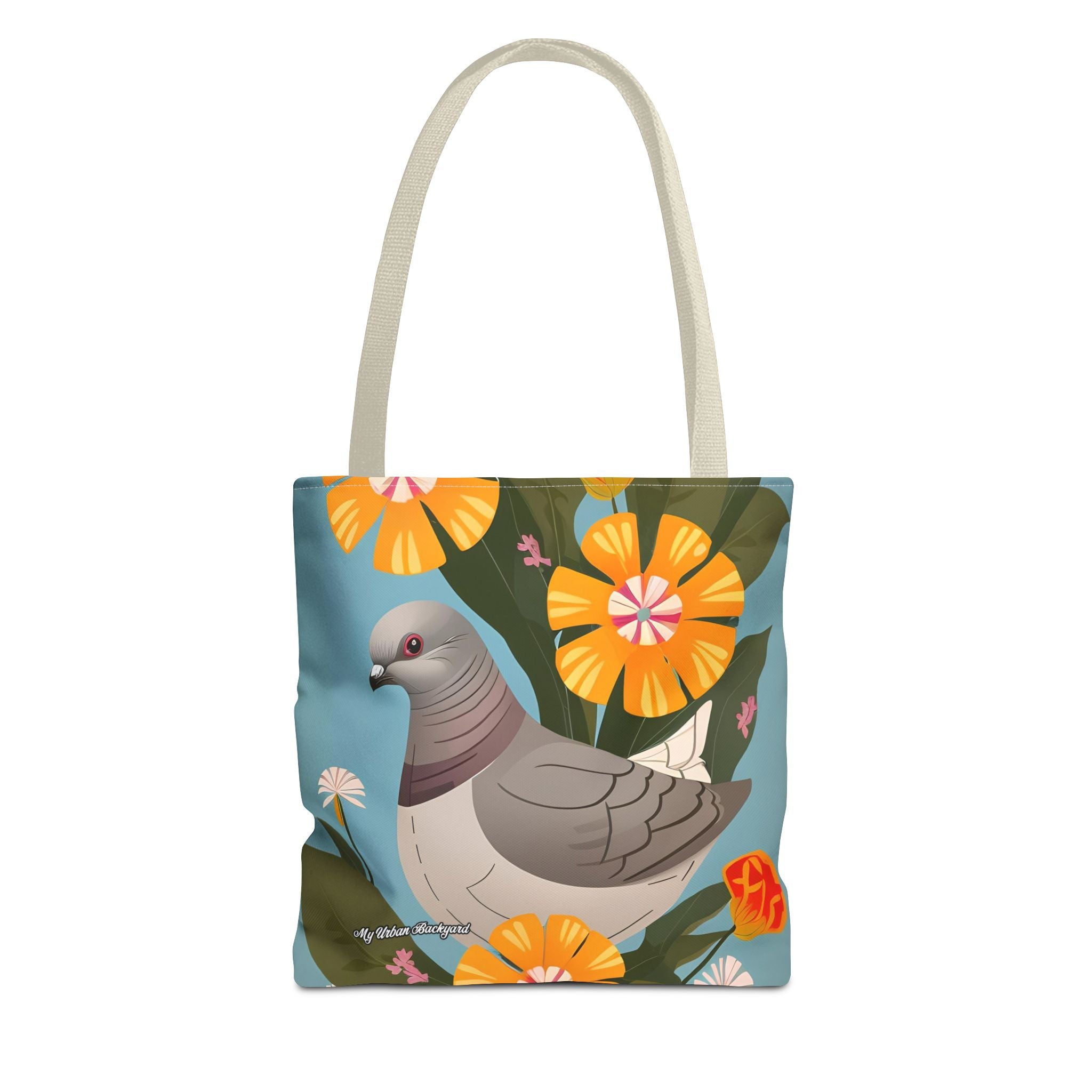 Pigeon and Yellow Flowers Tote Bag with Cotton Handles For Everyday Use, 3 Sizes